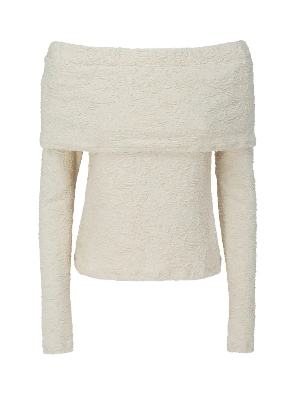 MSGM Embossed Off-Shoulder Long Sleeved Top
