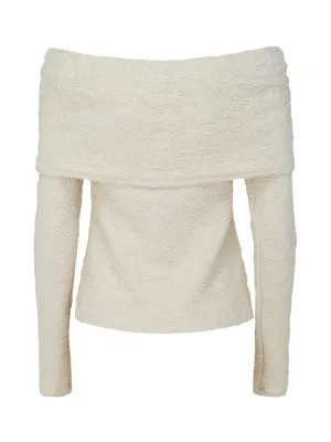 MSGM Embossed Off-Shoulder Long Sleeved Top