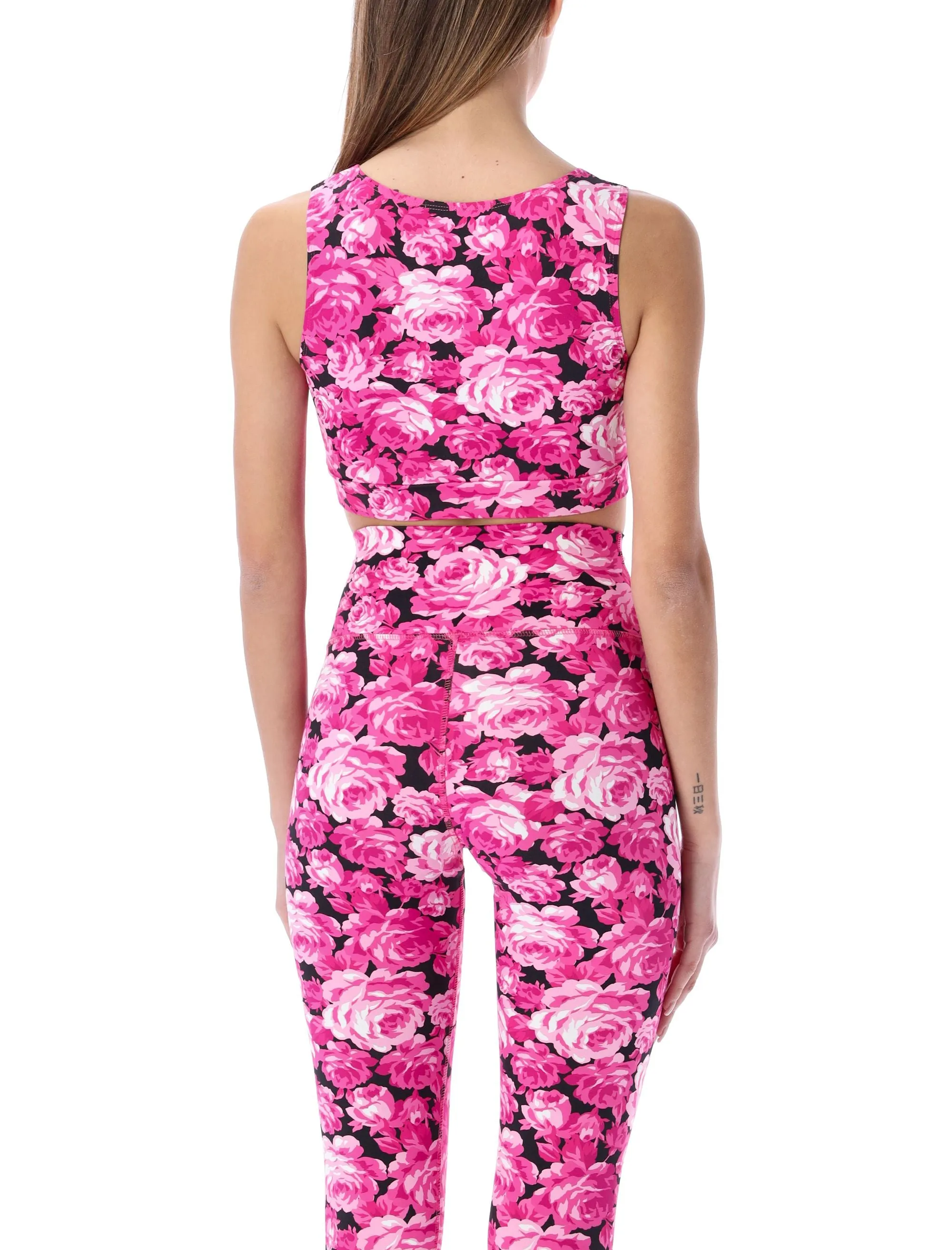 MSGM Floral Print Cropped Tank Top