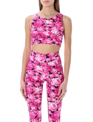 MSGM Floral Print Cropped Tank Top