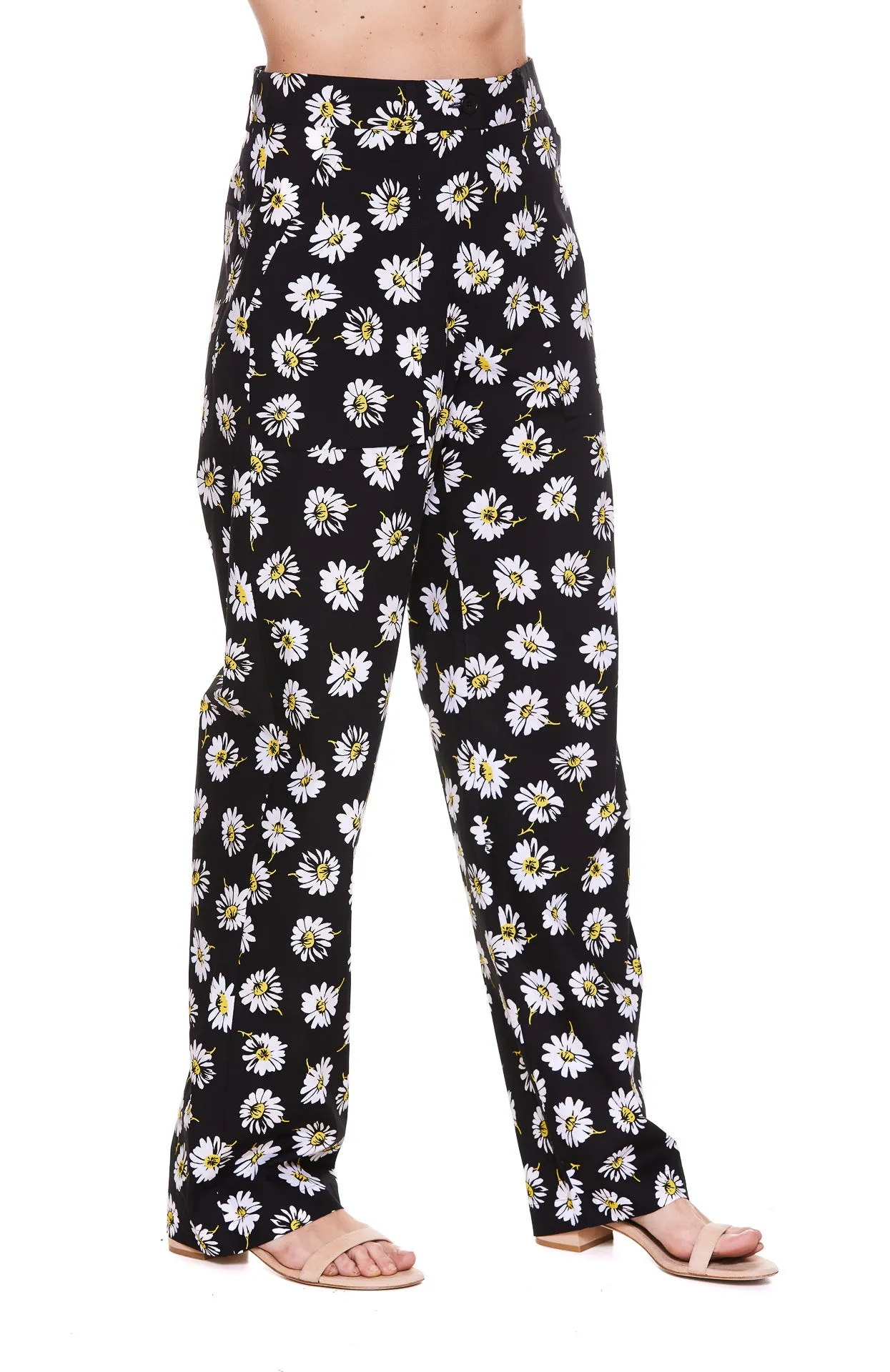 MSGM Floral Print High Waisted Pants