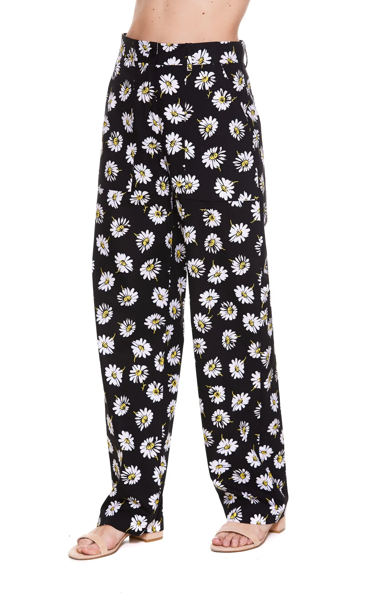 MSGM Floral Print High Waisted Pants