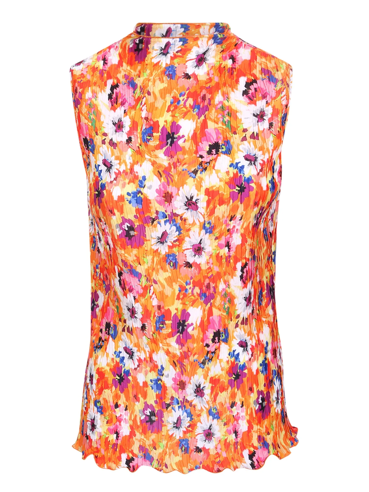 MSGM Floral Print Pleated Tank Top