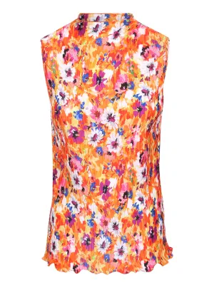MSGM Floral Print Pleated Tank Top