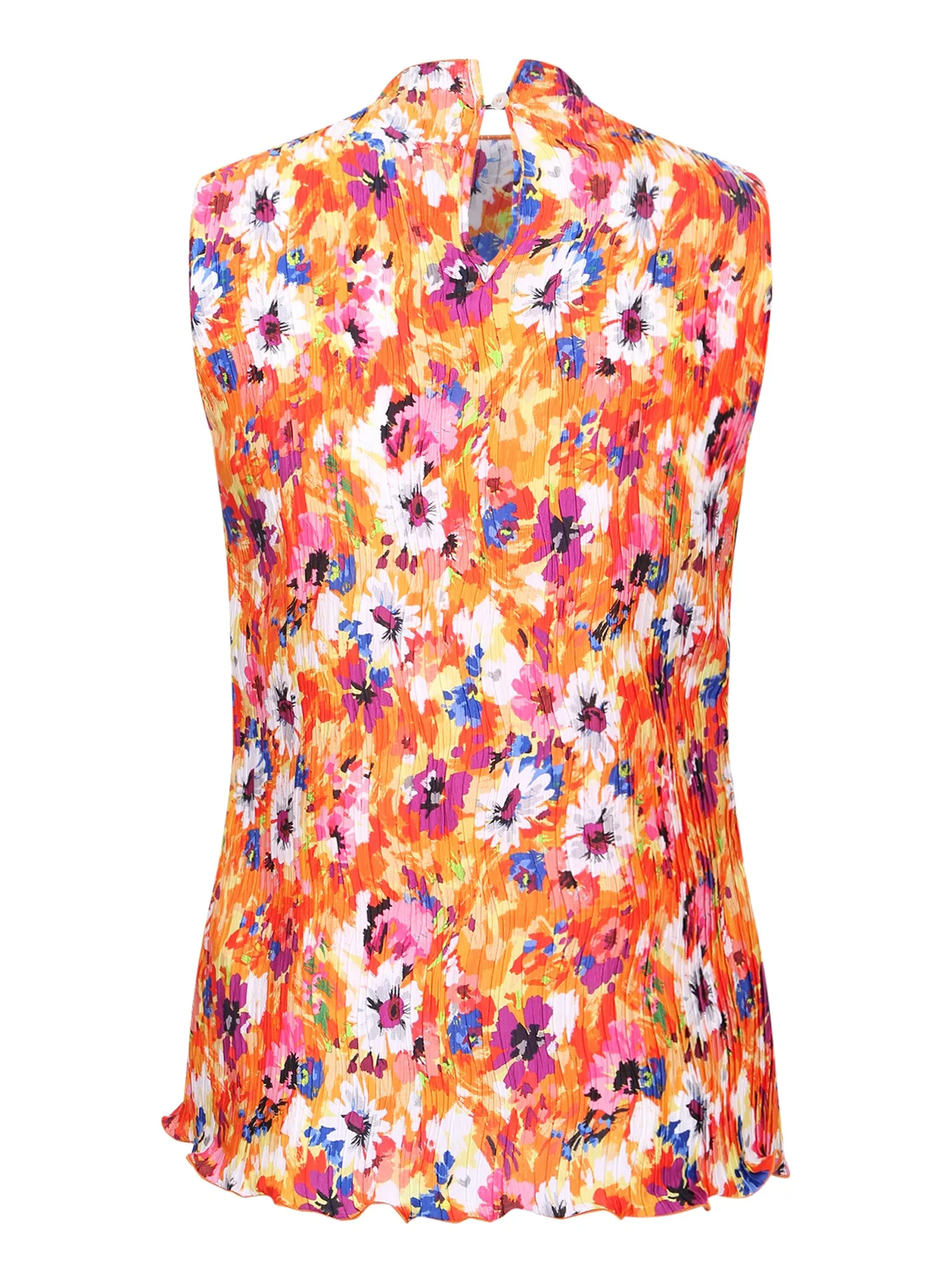 MSGM Floral Print Pleated Tank Top