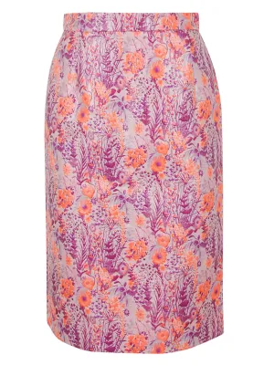 MSGM Floral Printed Midi Pencil Skirt