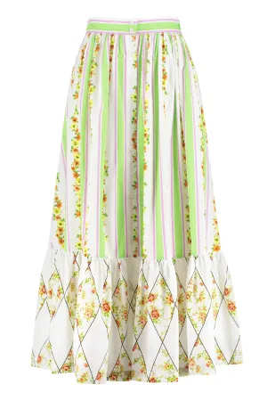 MSGM Floral Printed Panelled Maxi Skirt
