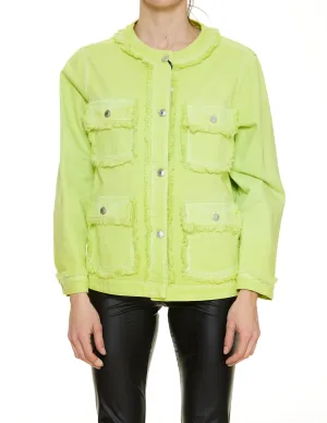 MSGM Fringe Buttoned Denim Jacket