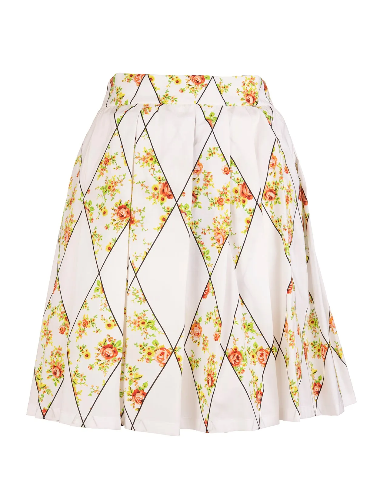MSGM Geometric-Floral Pattern Bow Detailed Skirt