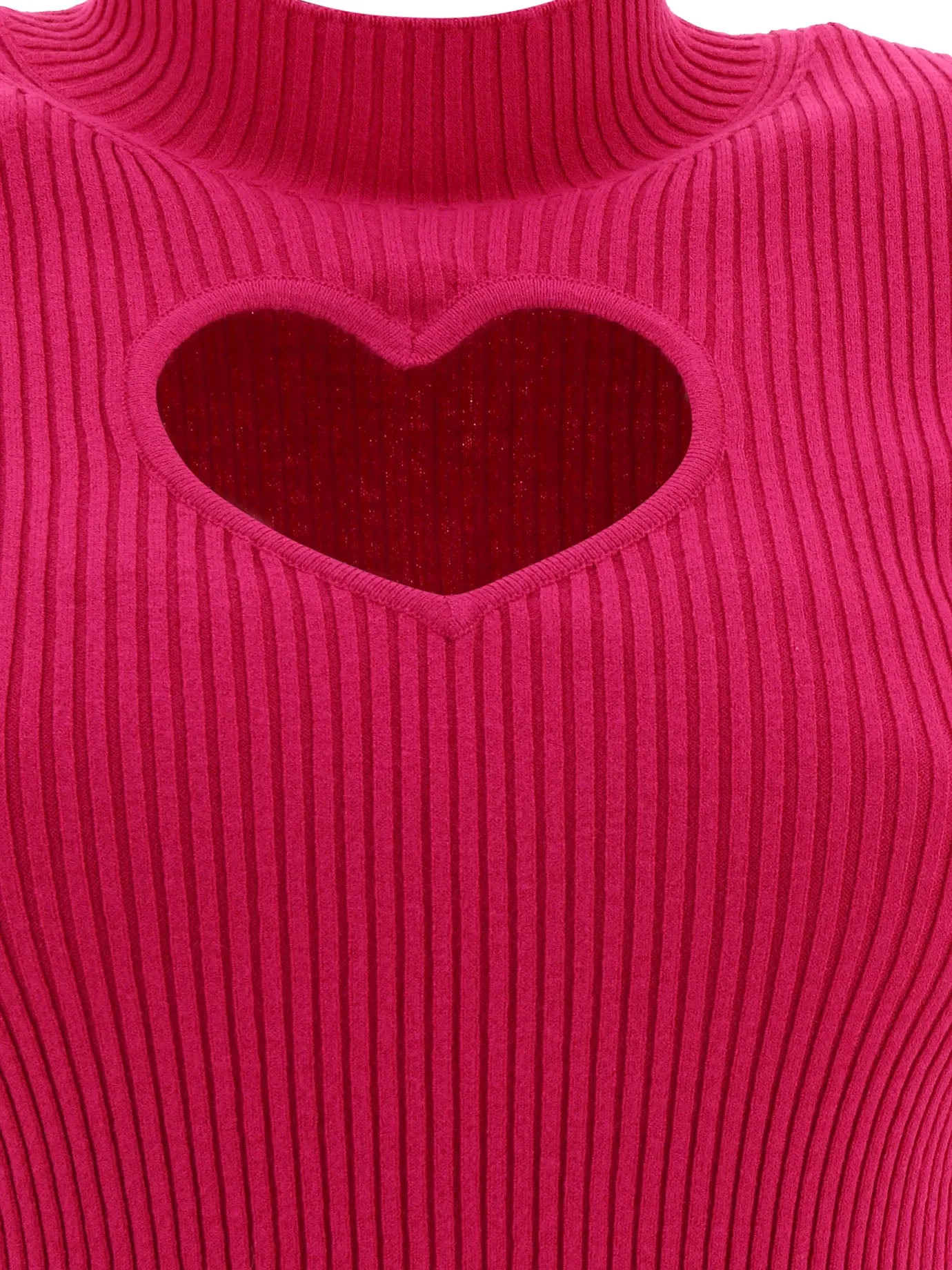 MSGM Heart Cut-Out Detailed Knitted Top