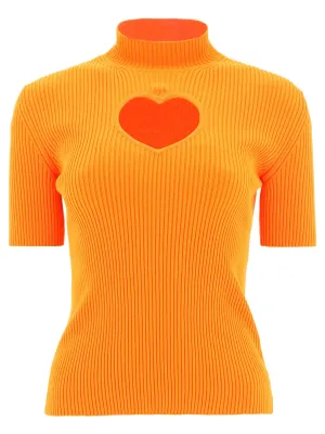 MSGM Heart Cut-Out Detailed Knitted Top