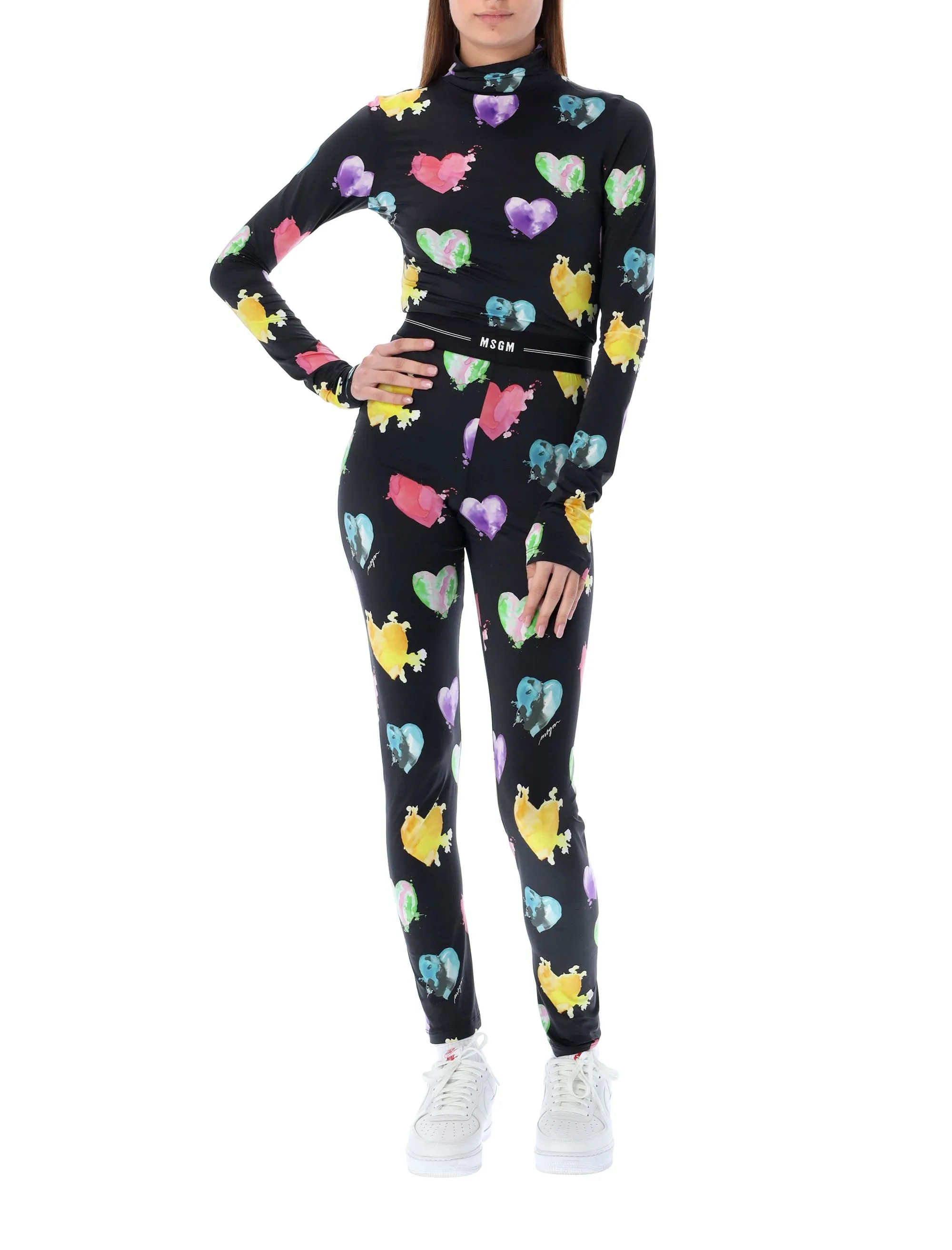 MSGM Heart Print Leggings