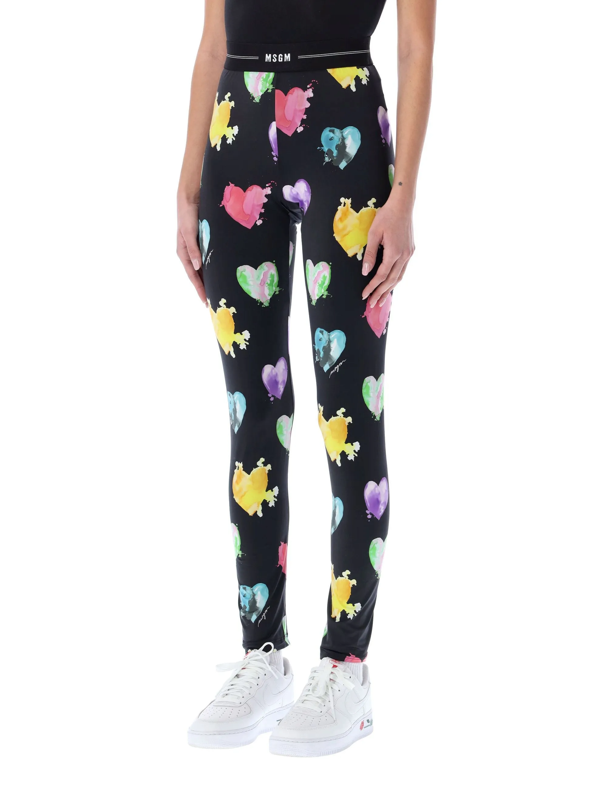 MSGM Heart Print Leggings