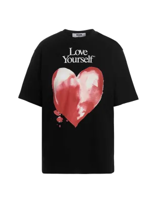 MSGM Heart Printed Crewneck T-Shirt