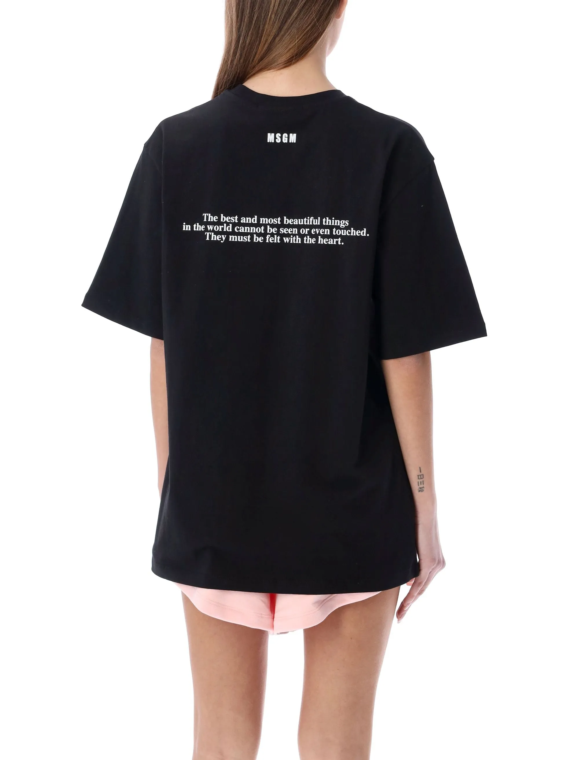 MSGM Heart Printed Crewneck T-Shirt
