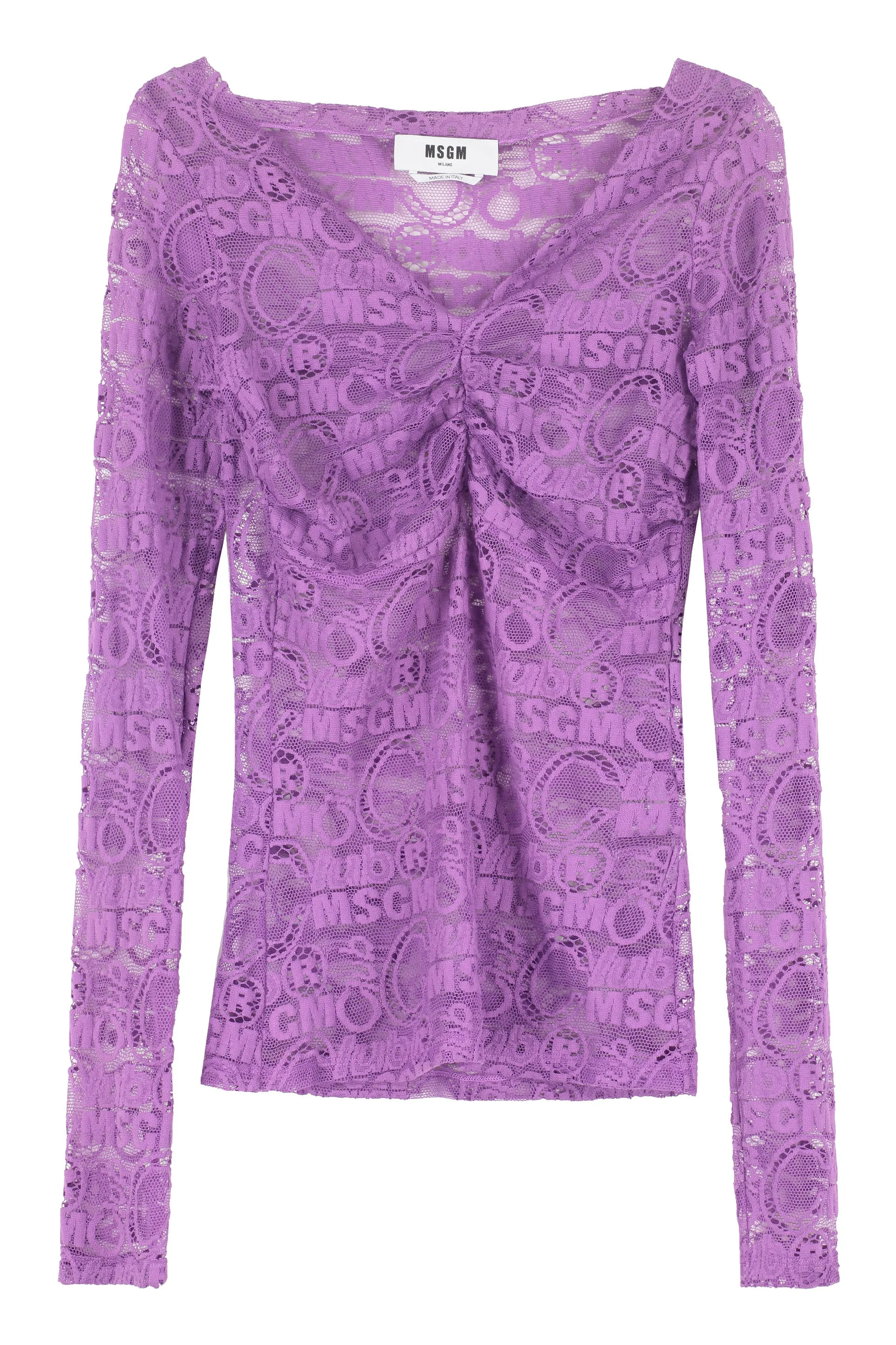 MSGM Lace Layered V-Neck Top
