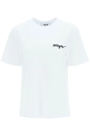 MSGM Logo Detailed Crewneck T-Shirt