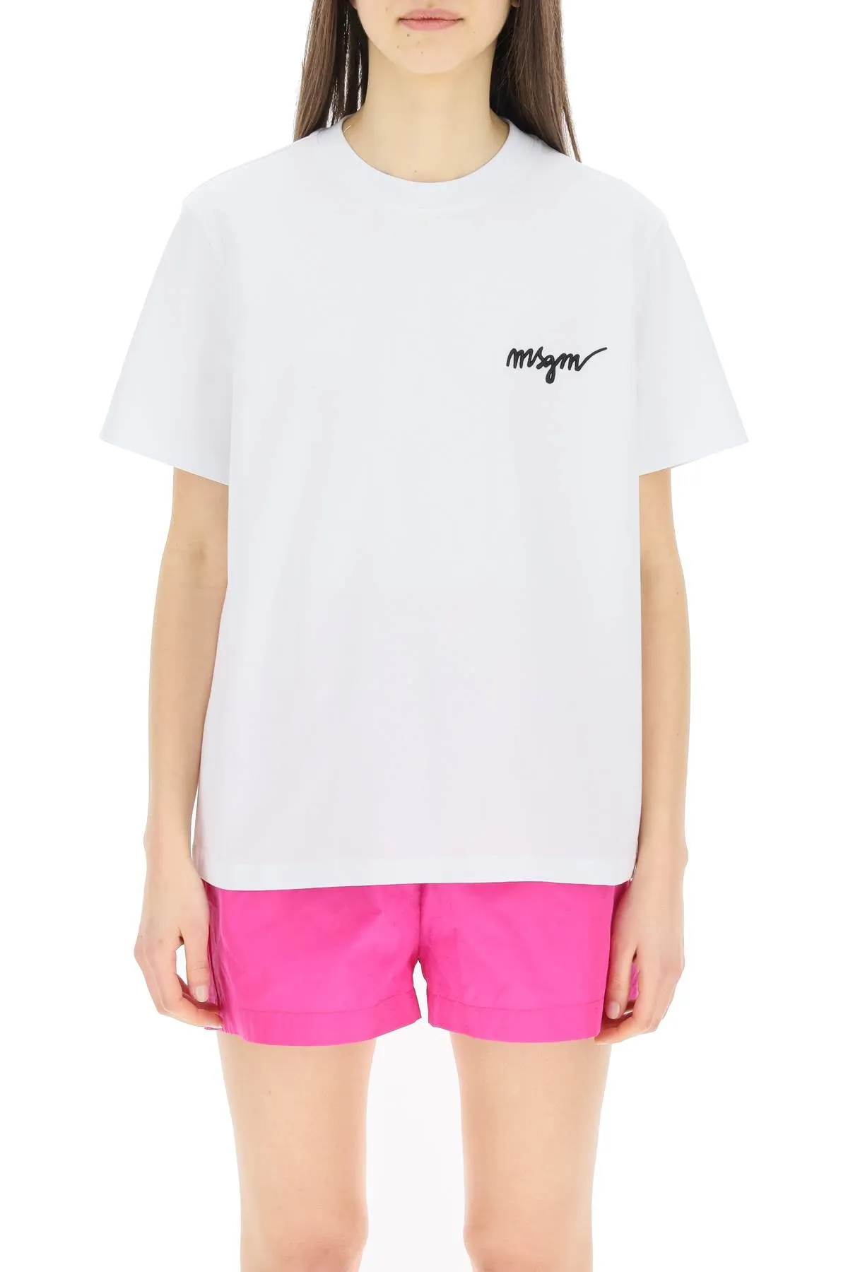 MSGM Logo Detailed Crewneck T-Shirt