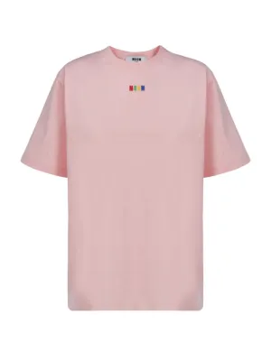 MSGM Logo Embroidered Crewneck T-Shirt