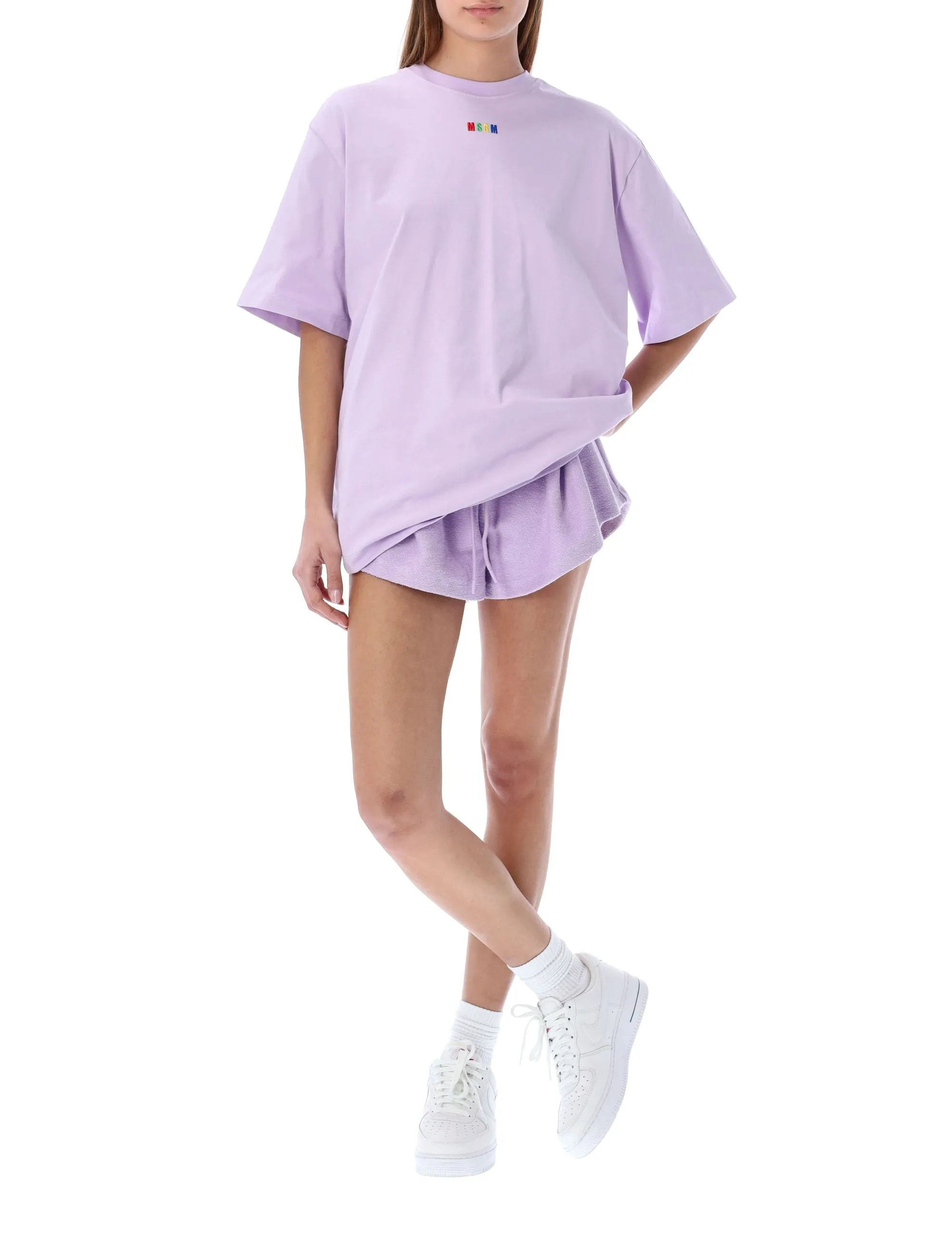 MSGM Logo Embroidered Crewneck T-Shirt