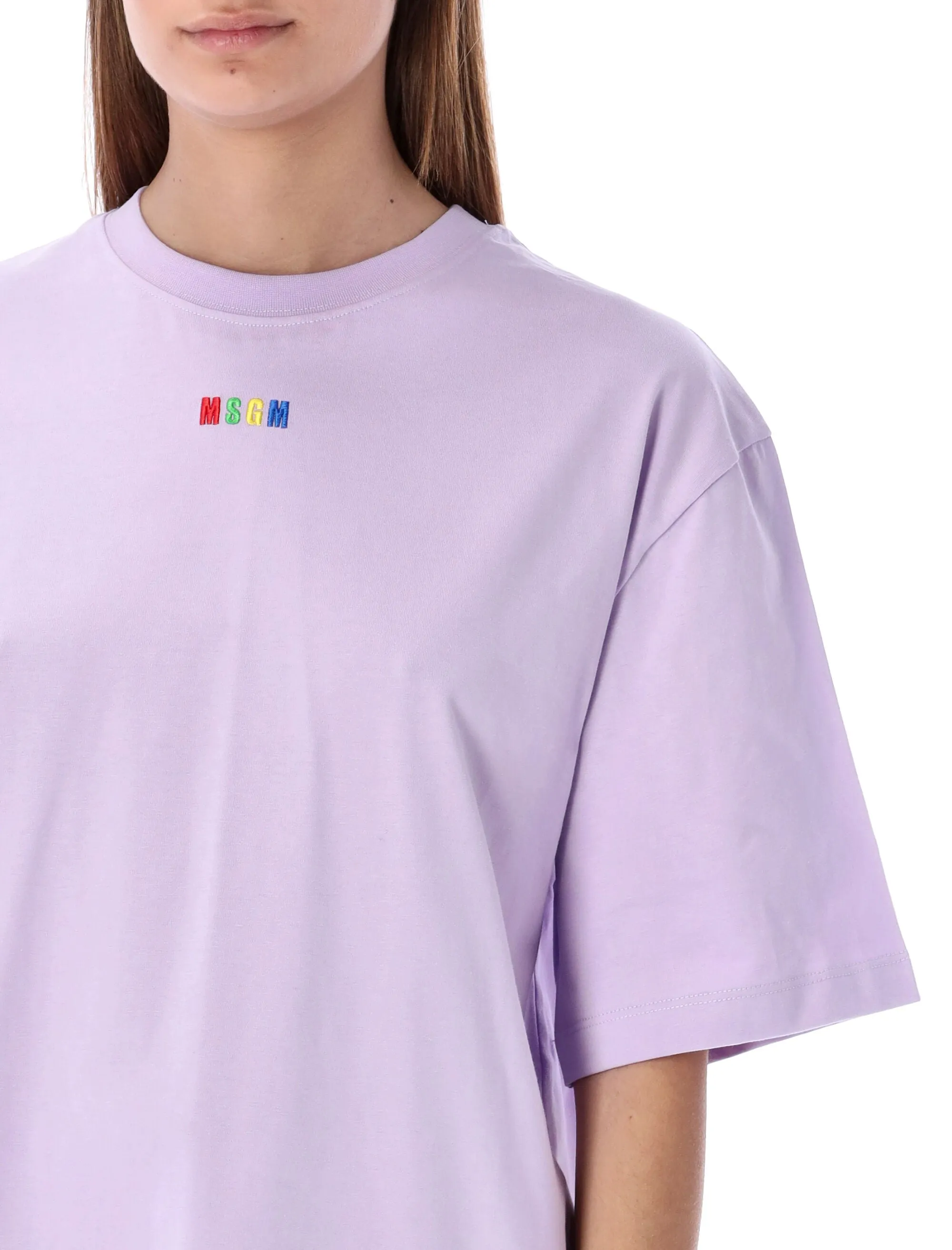 MSGM Logo Embroidered Crewneck T-Shirt