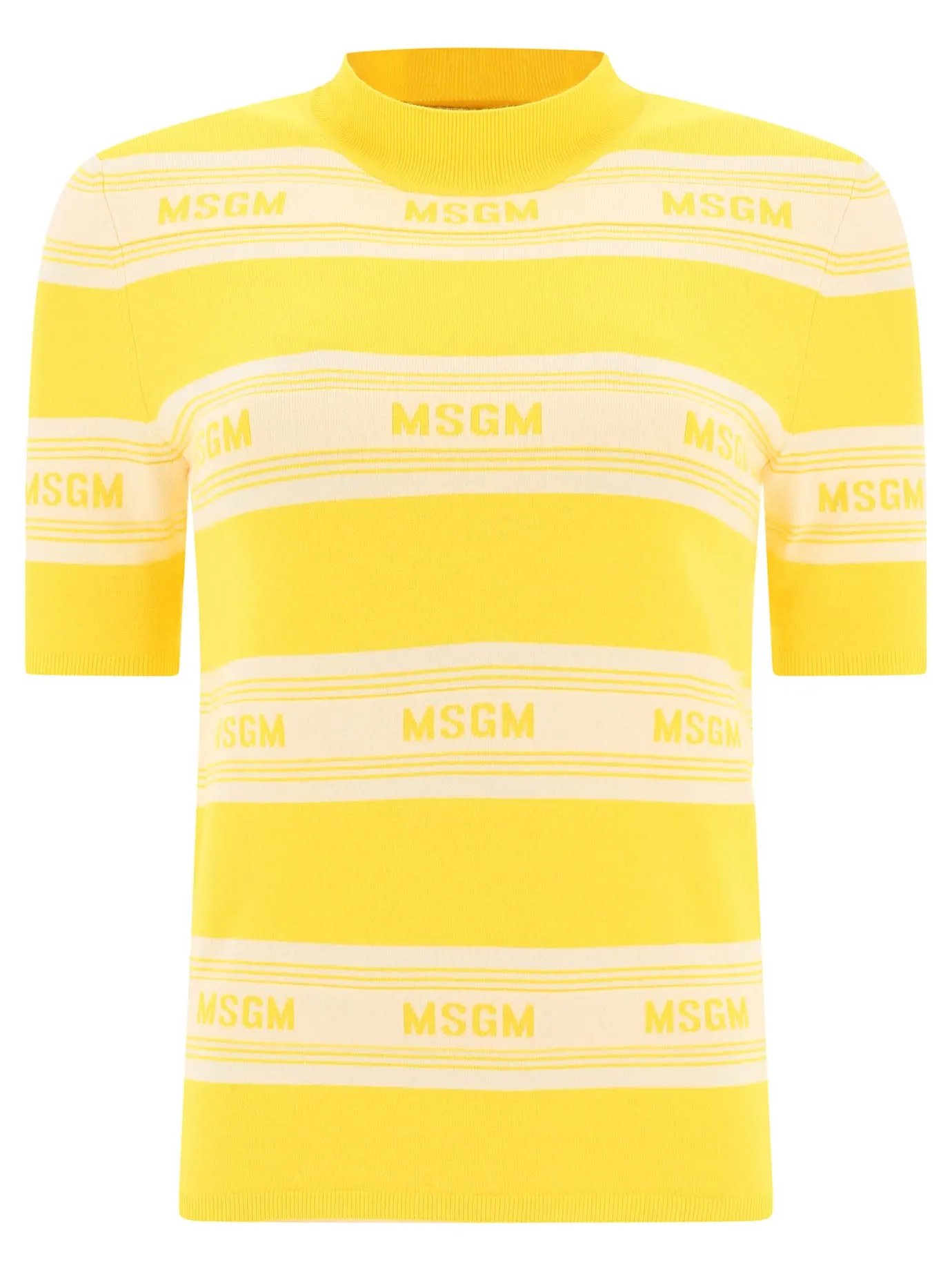 MSGM Logo Intarsia Striped Knitted Top