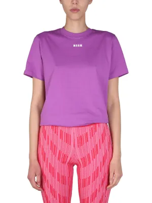MSGM Logo Print Crewneck T-Shirt