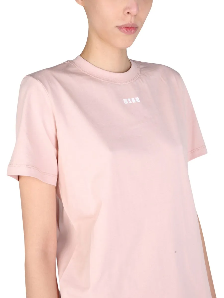 MSGM Logo Print Crewneck T-Shirt