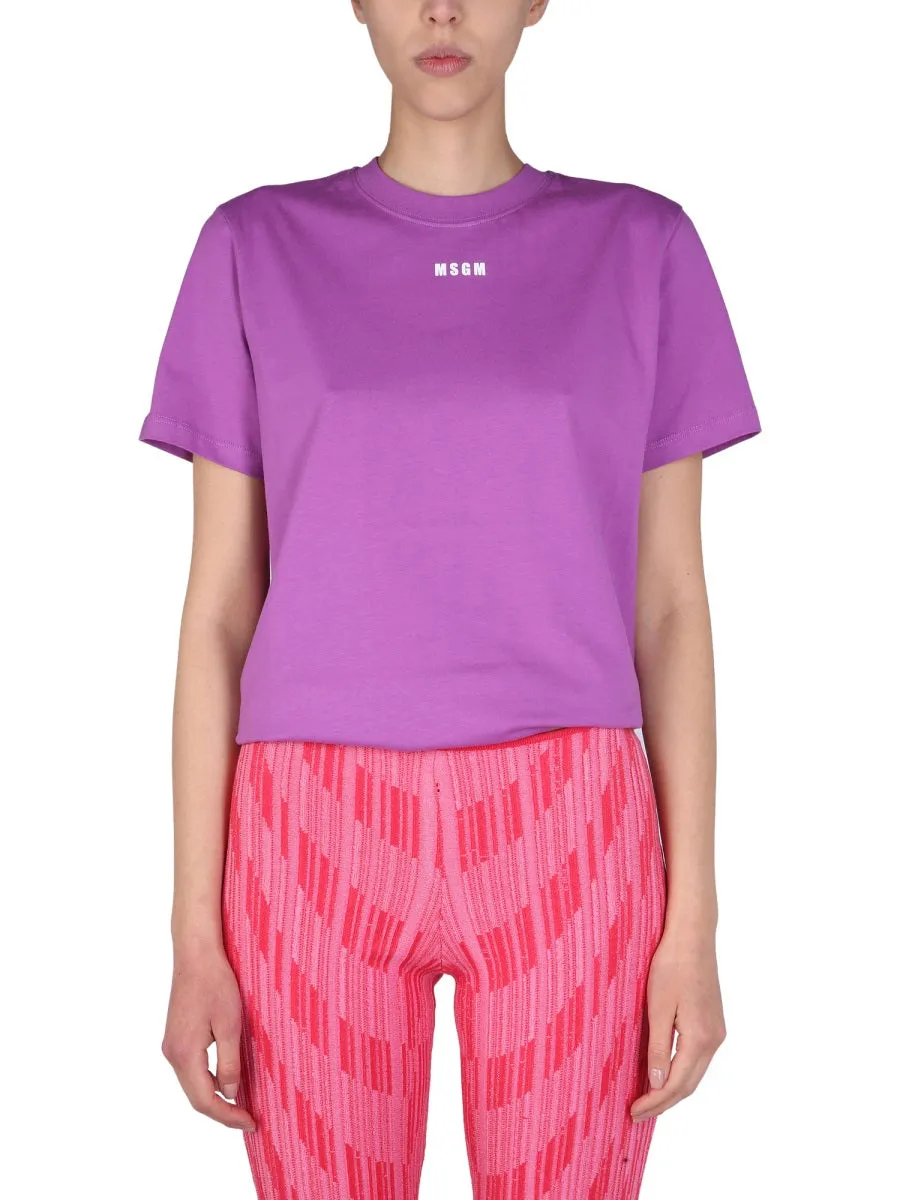 MSGM Logo Print Crewneck T-Shirt