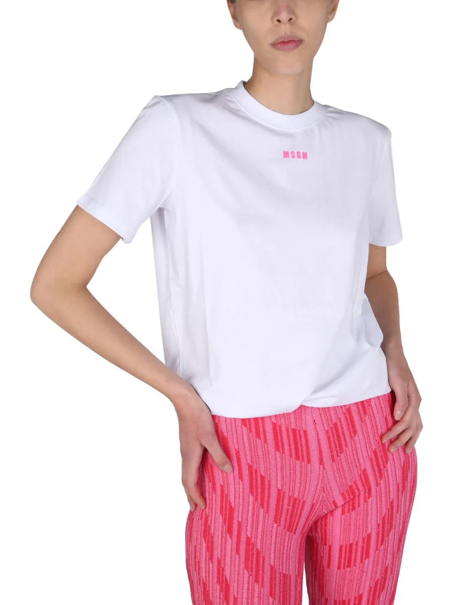 MSGM Logo Print Crewneck T-Shirt