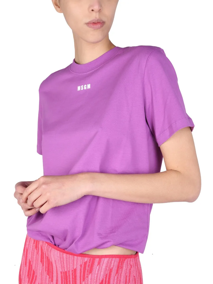 MSGM Logo Print Crewneck T-Shirt