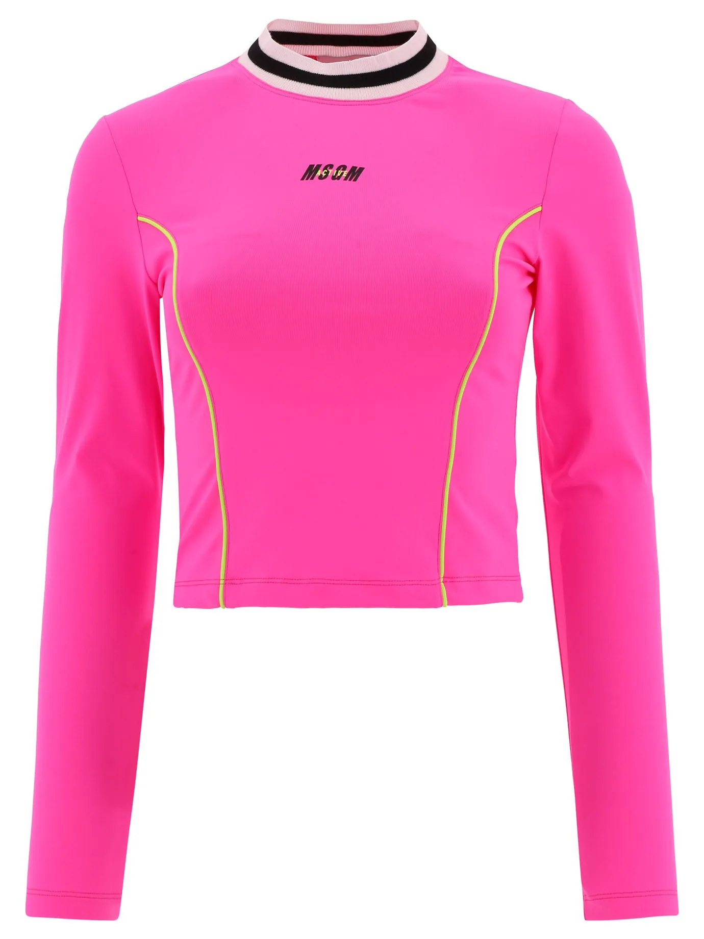 MSGM Logo Print Long Sleeved Cropped Top