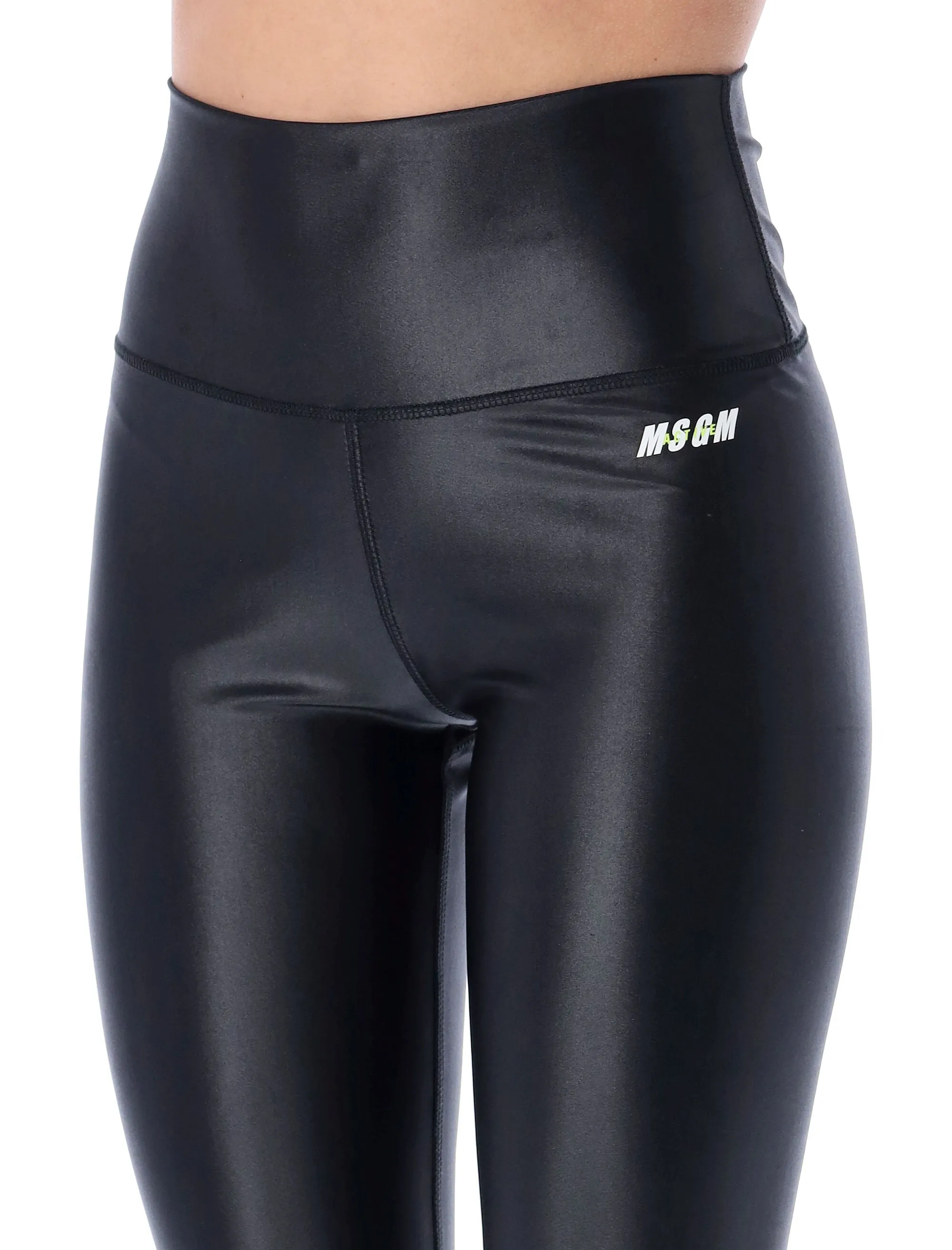 MSGM Logo Printed High-Waist Leggings