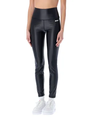 MSGM Logo Printed High-Waist Leggings