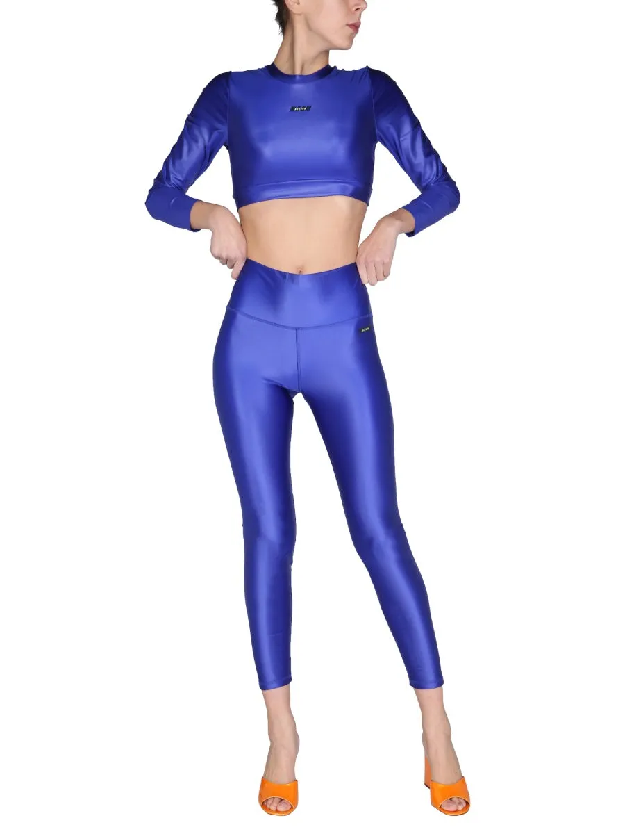 MSGM Logo Printed High-Waist Leggings