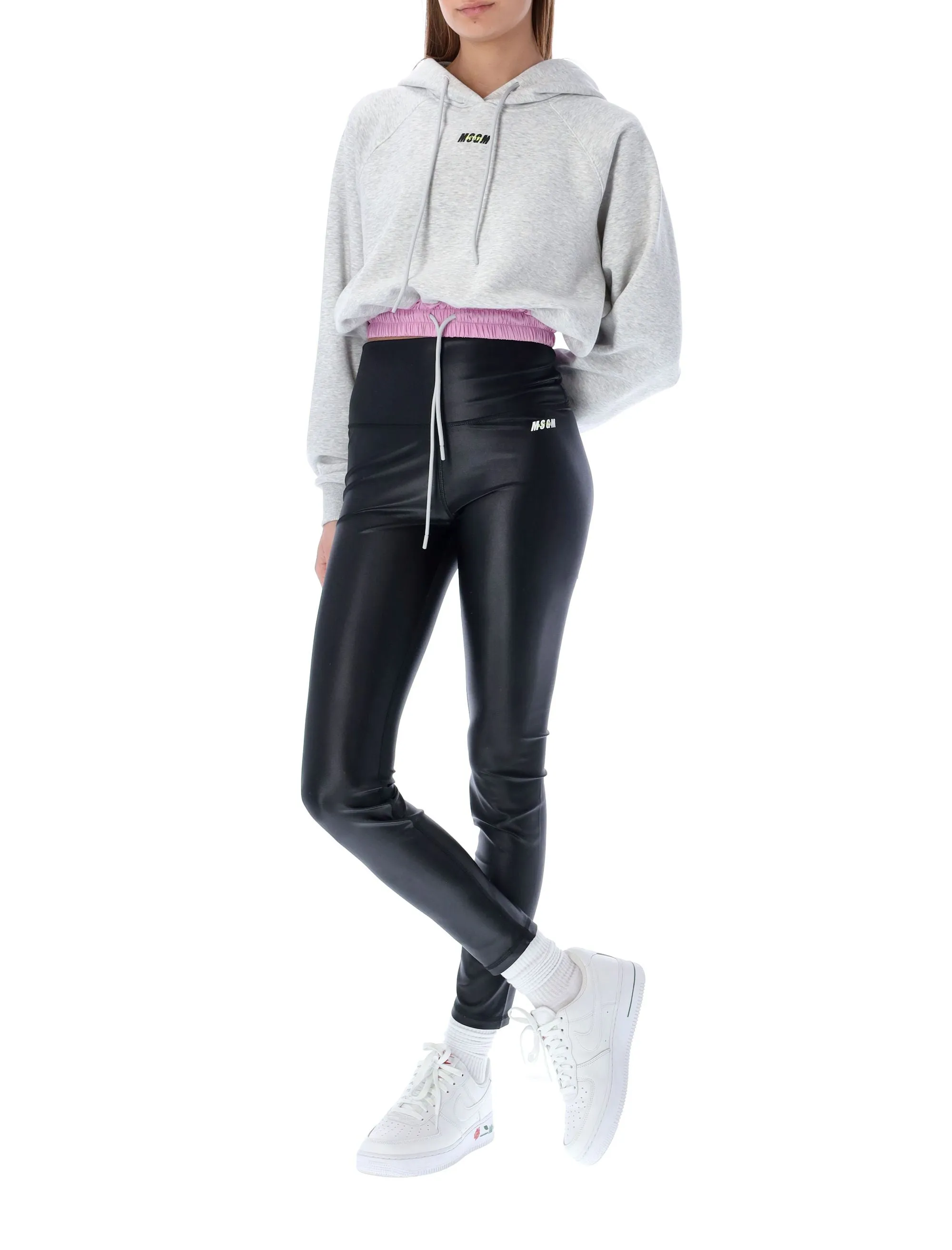 MSGM Logo Printed High-Waist Leggings