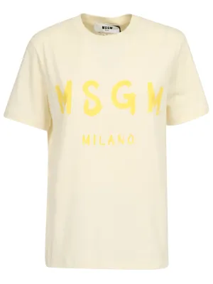 MSGM Logo Printed Round Neck T-Shirt