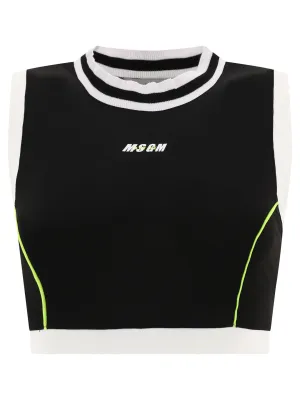 MSGM Logo Printed Sports Bra Top