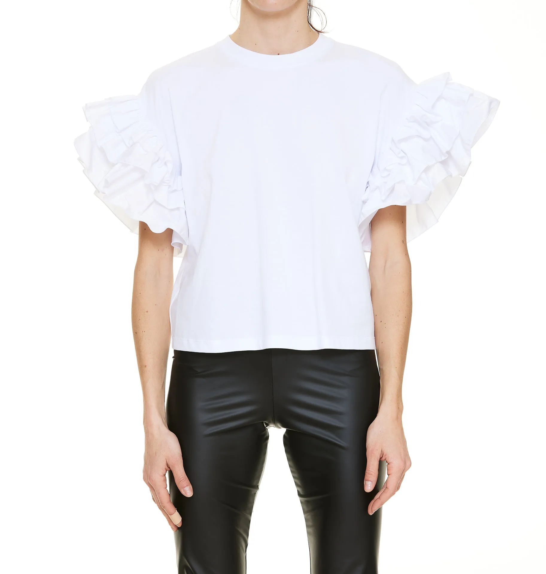 MSGM Ruffled Short-Sleeved T-Shirt