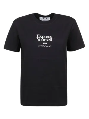MSGM Slogan Printed Crewneck T-Shirt