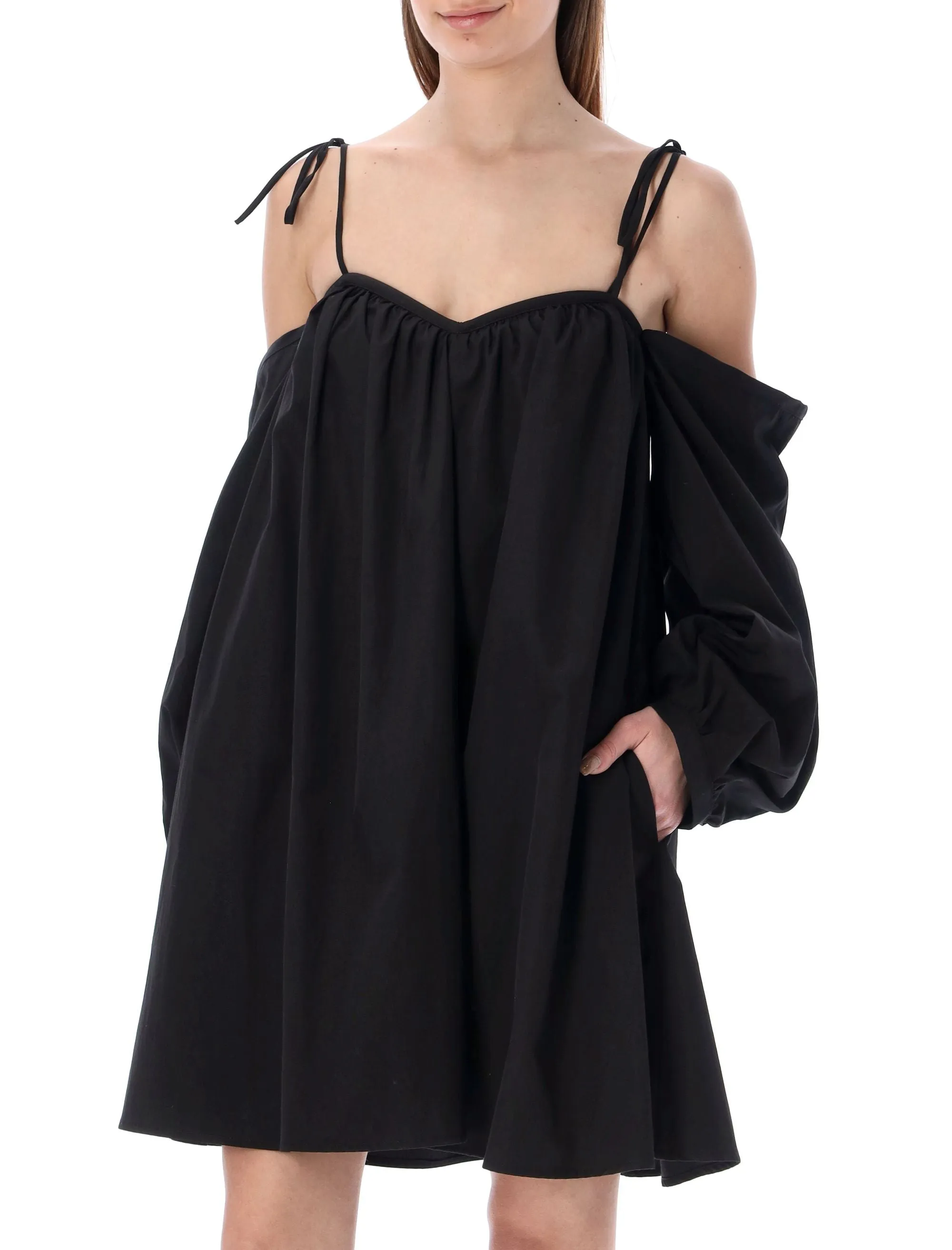 MSGM Tie Strap Cold Shoulder Dress