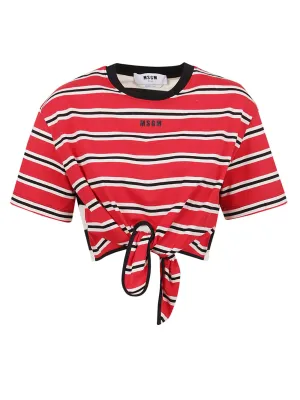 MSGM Tie-Waist Cropped T-Shirt