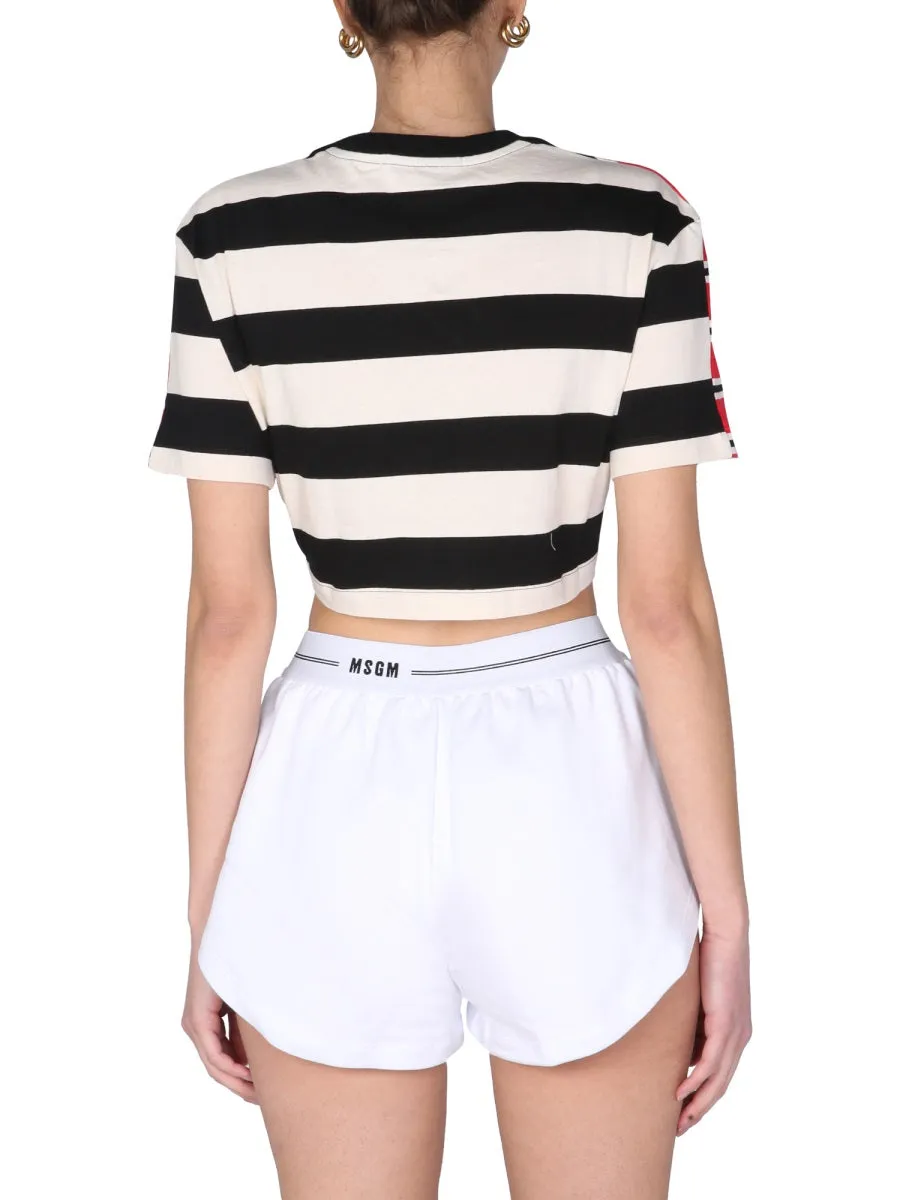 MSGM Tie-Waist Cropped T-Shirt