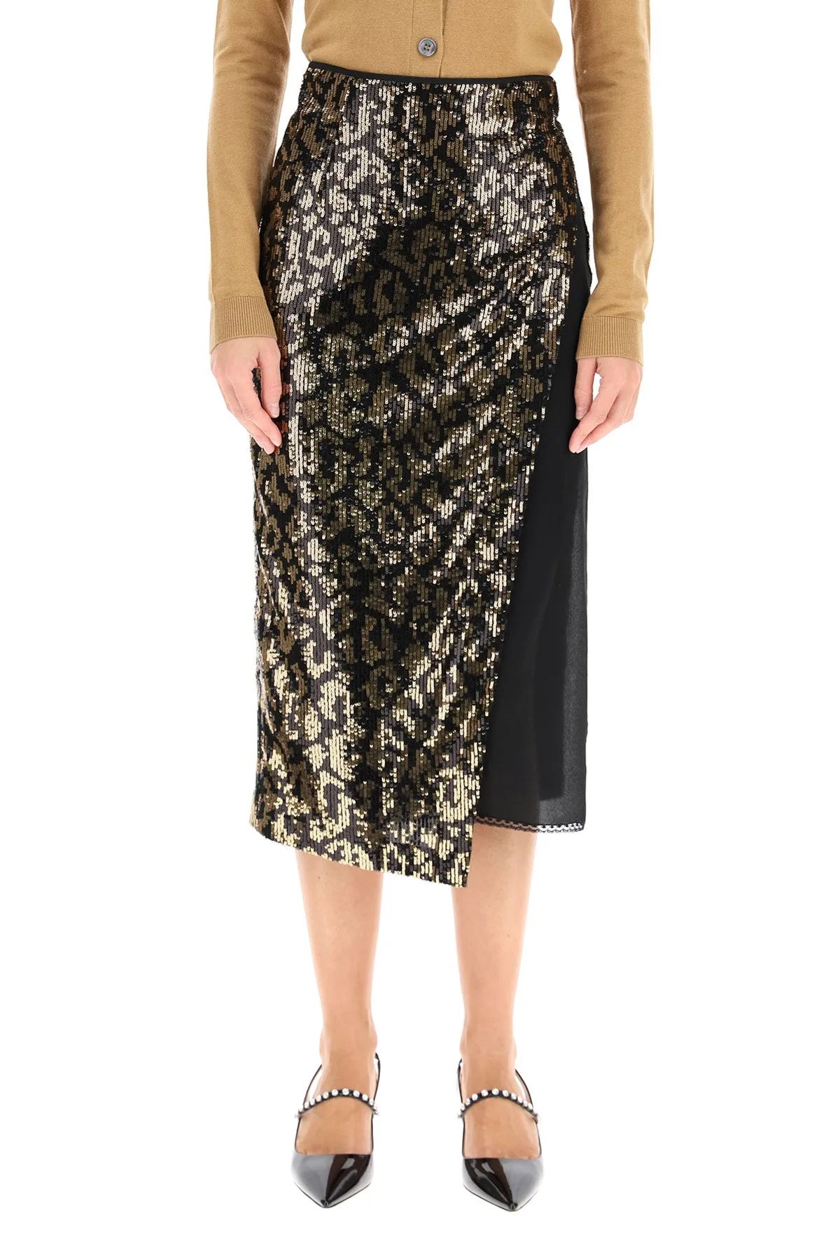 N21 High Waist Cut-Out Midi Skirt