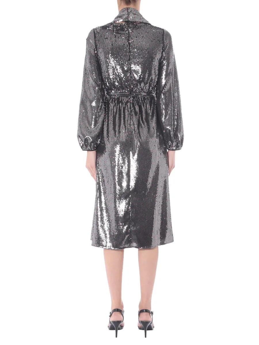 N21 Sequin V-Neck Midi Dress