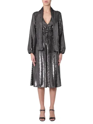 N21 Sequin V-Neck Midi Dress