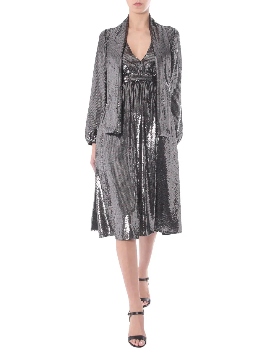 N21 Sequin V-Neck Midi Dress