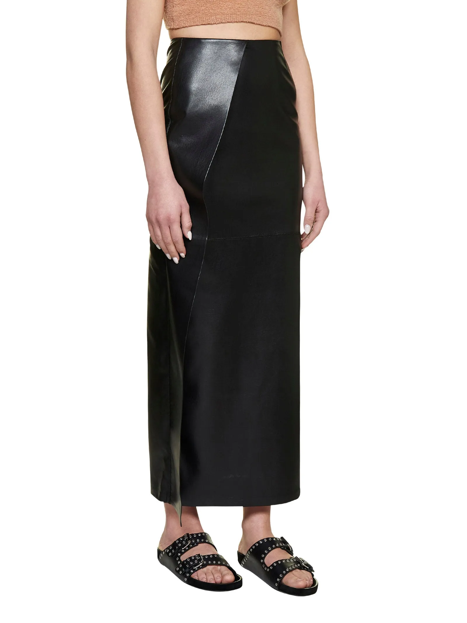 Nanushka High Waist Side Slit Maxi Skirt