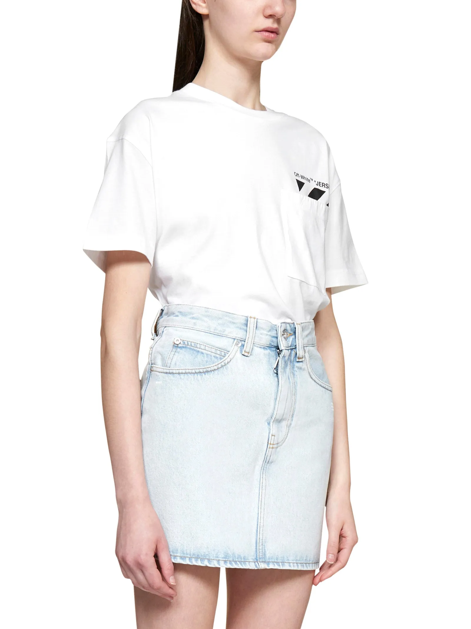 Off-White High Waist Mini Denim Skirt
