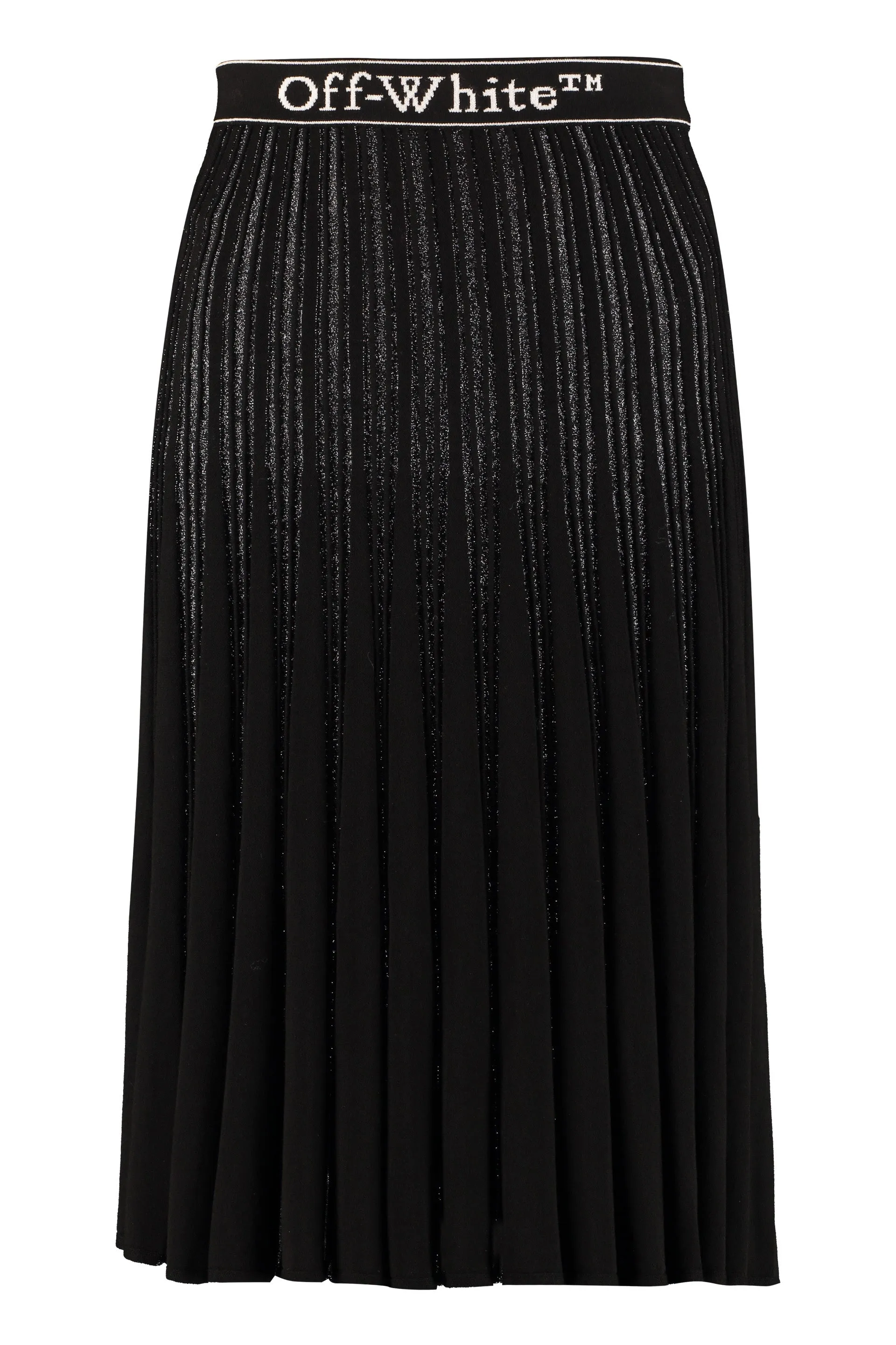 Off-White Logo Band Lurex Pleated Skirt
